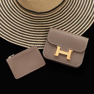 Hermes Constance Slip Wallet Etoupe Gold Hardware